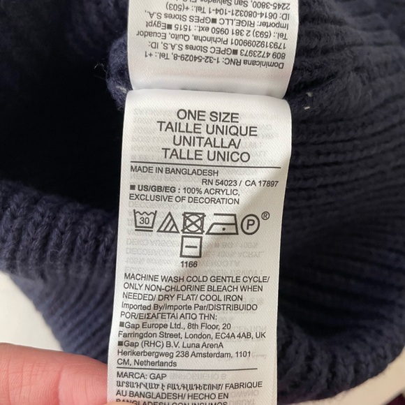 GAP Logo Rib Knit Beanie Tuque- Navy - Picture 3 of 5